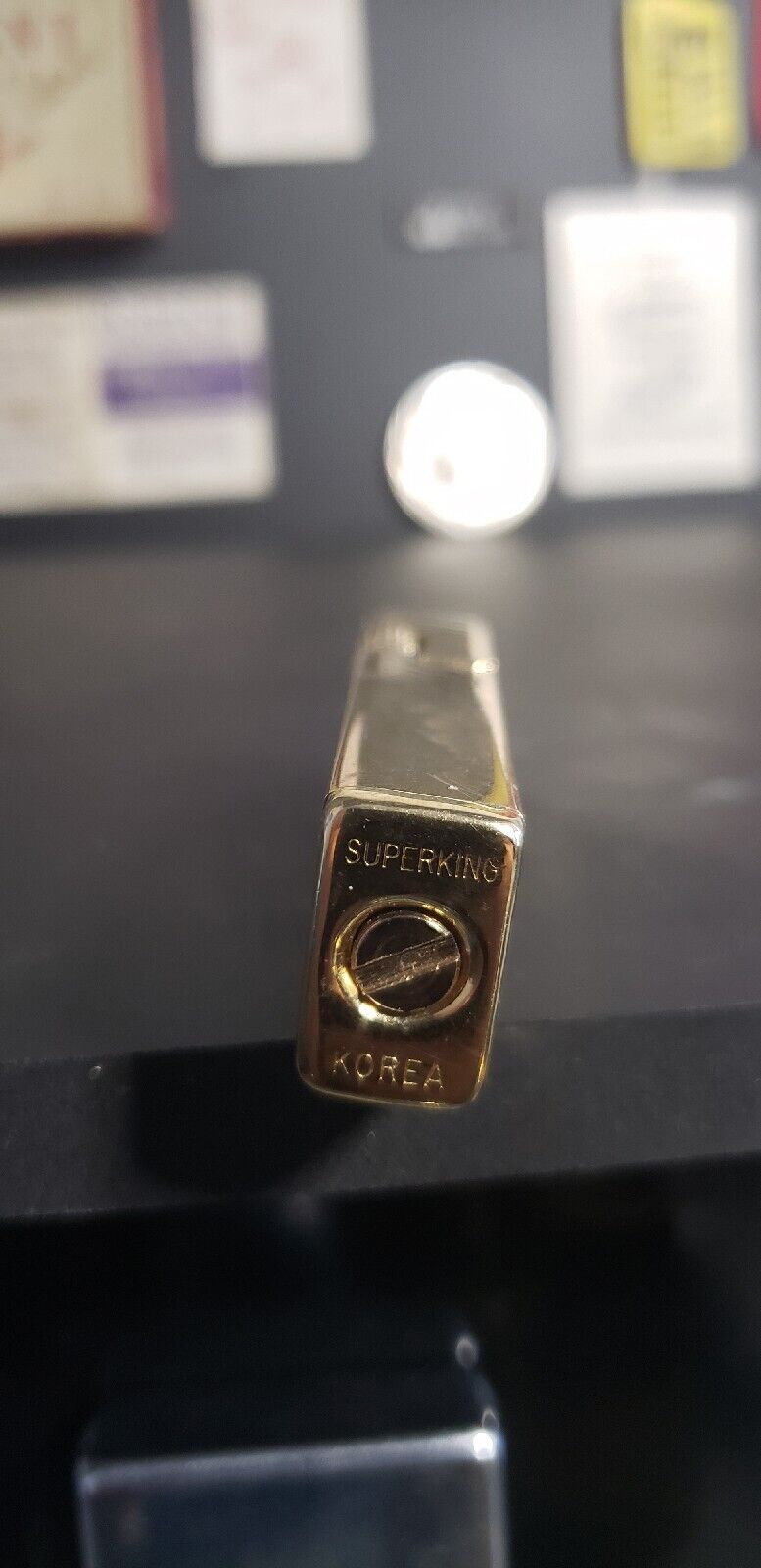 Vintage Gold Tone Diamond Cut Butane Lighter, Made in Korea, working!