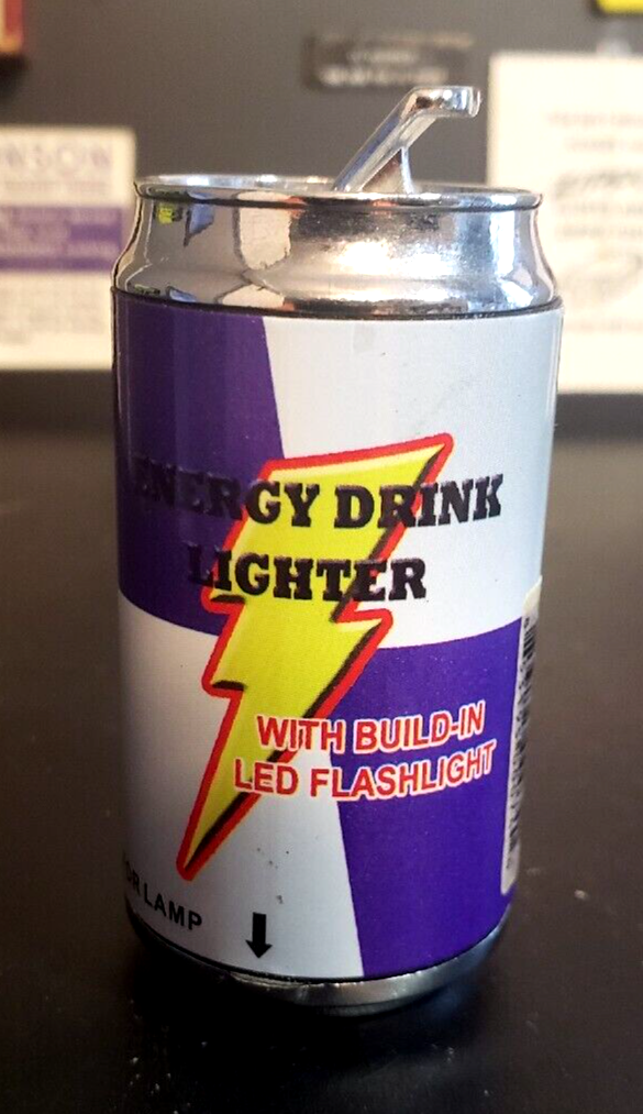 novelty butane lighter energy drink funny can lighter Torch Flame, working