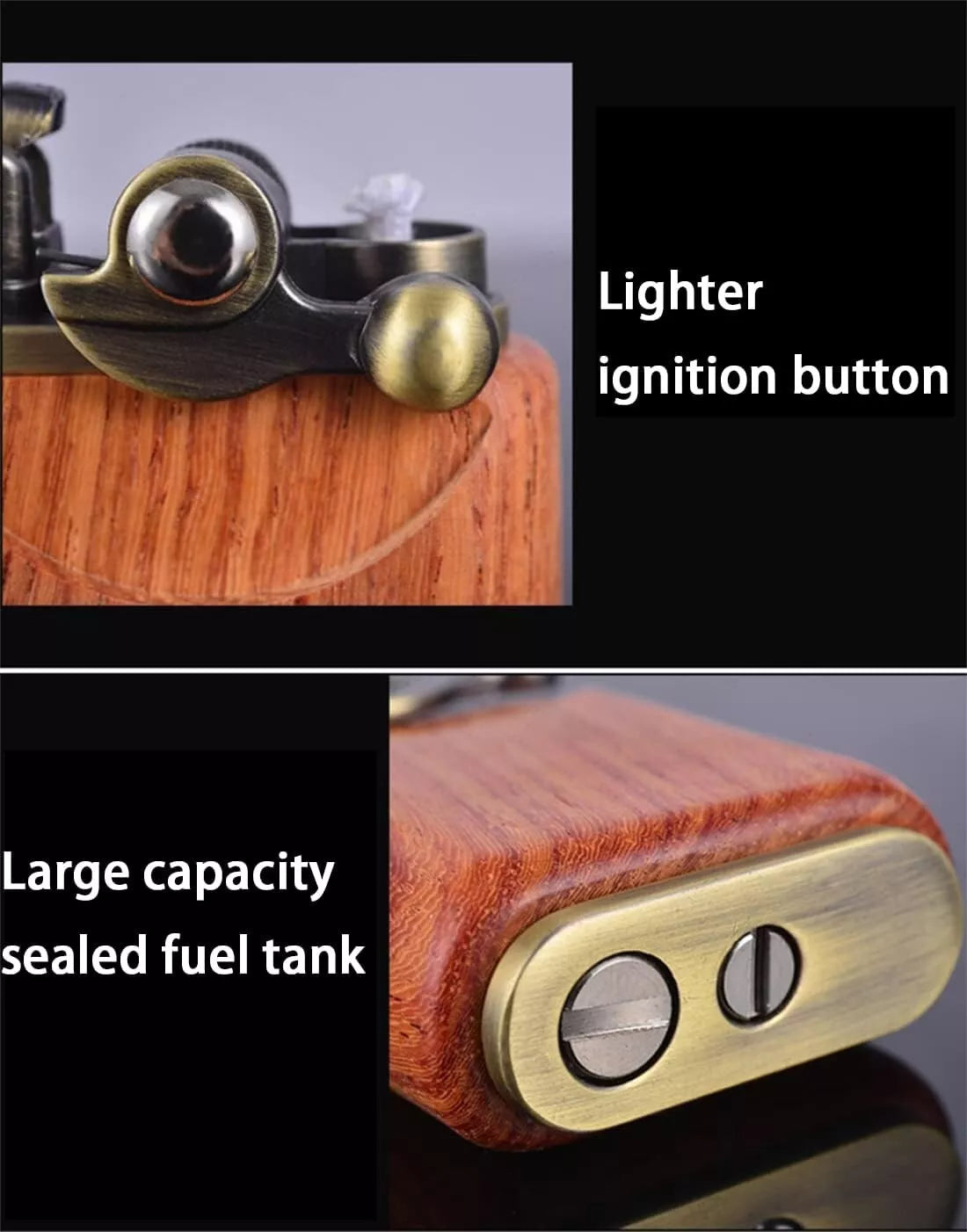 New Kerosene Lighter Luxurious Vintage Retro Sandalwood Rocker Windproof