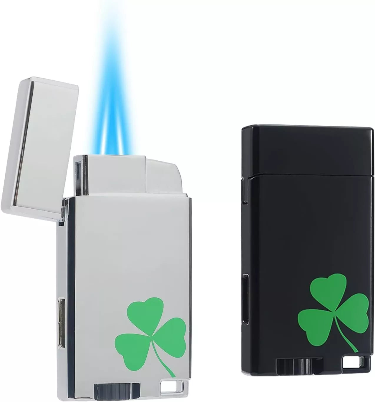 2 Pack Mini Torch Lighter with Keyhole, Double Jet Flame Butane Refillable Light