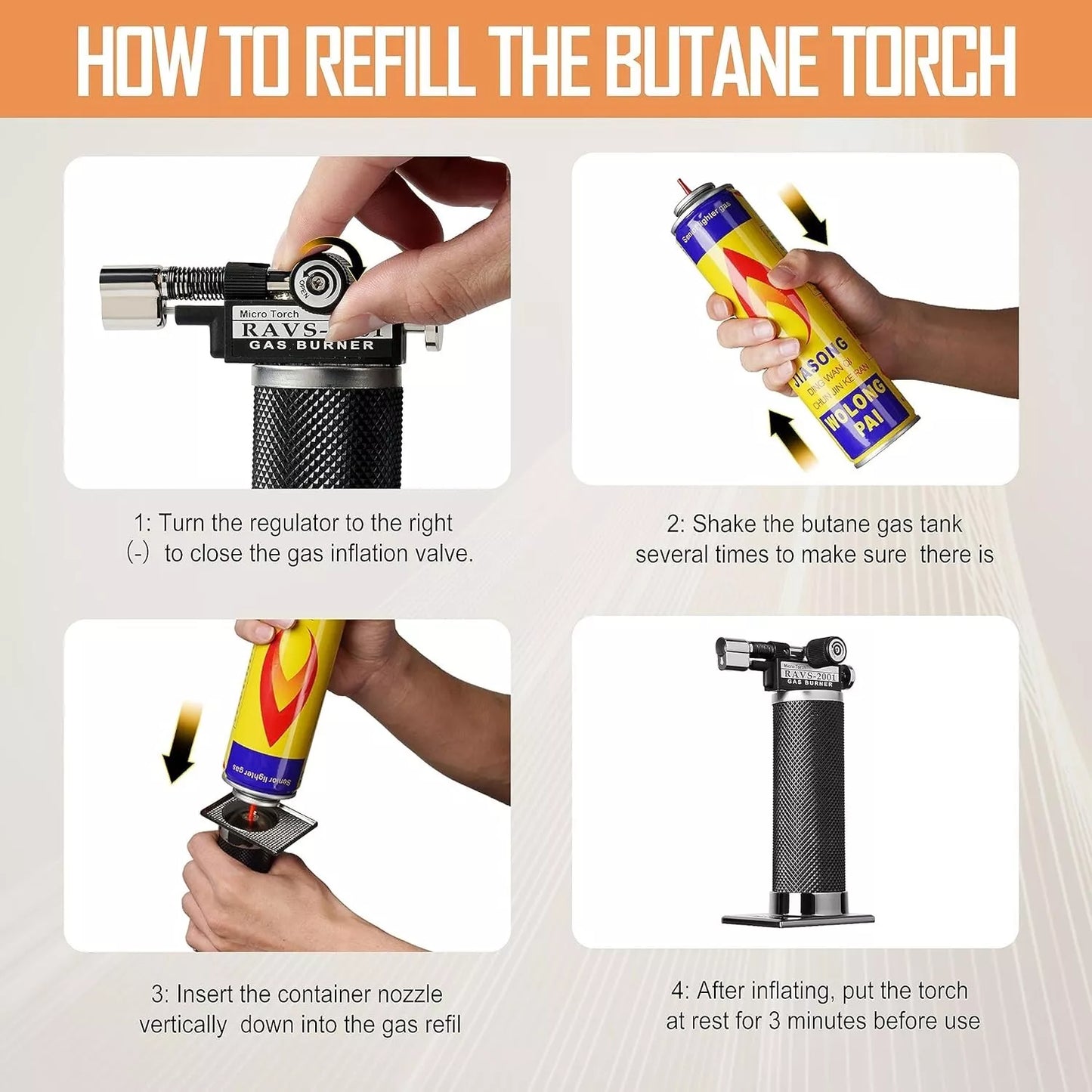 ravs Butane Torch Lighter, DUAL Flame Mode Kitchen Torch Cooking Torches, Blow T