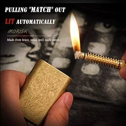 Morisk Lighter Permanent Match, Cool Pipe Lighter Fluid Refillable, Copper Vintage