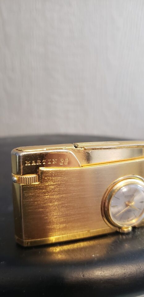 Martin 33 Lighter with watch gold plated With Hanowa Swiss Time Piece working