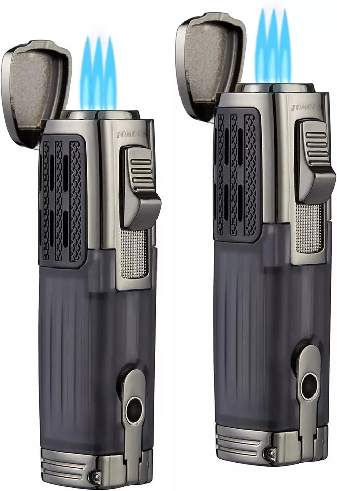 2 PACK Torch Lighter Triple Jet Flame Refillable Butane Lighter with Punch