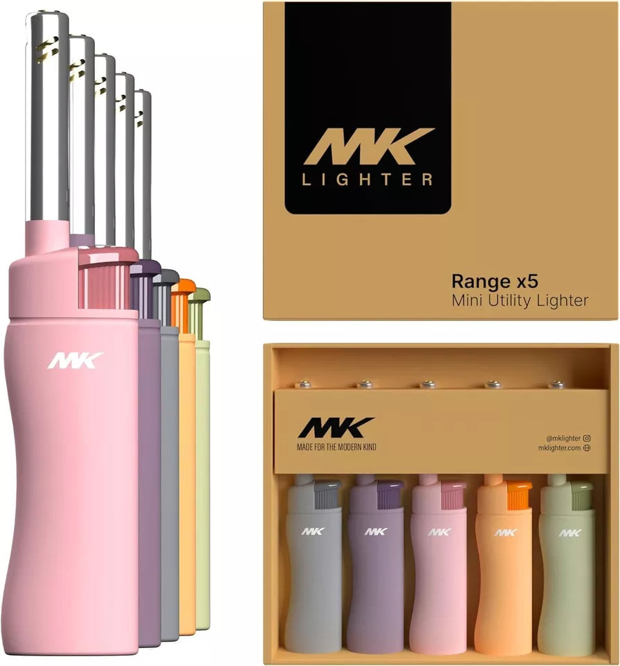 5 Ct Of Colorful MK JET CANDLE TORCH Full Size Lighters Refillable Windproof BBQ