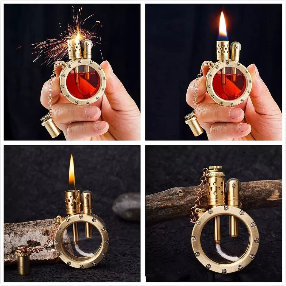 Vintage Antique Lighter with Creative Transparent Bottle Design, Cool Steampu...