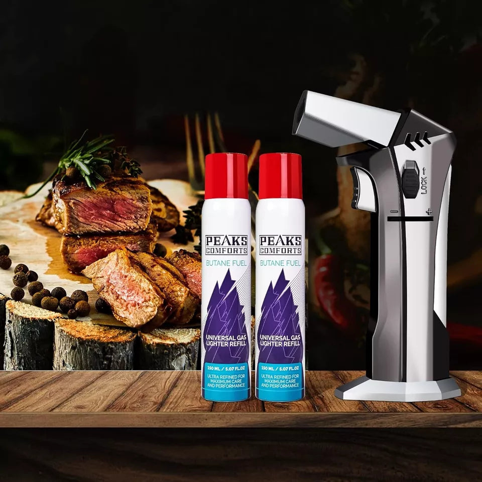 Peaks Comforts Butane Torch - Refillable Torch Lighter, Kitchen Torch for Baking