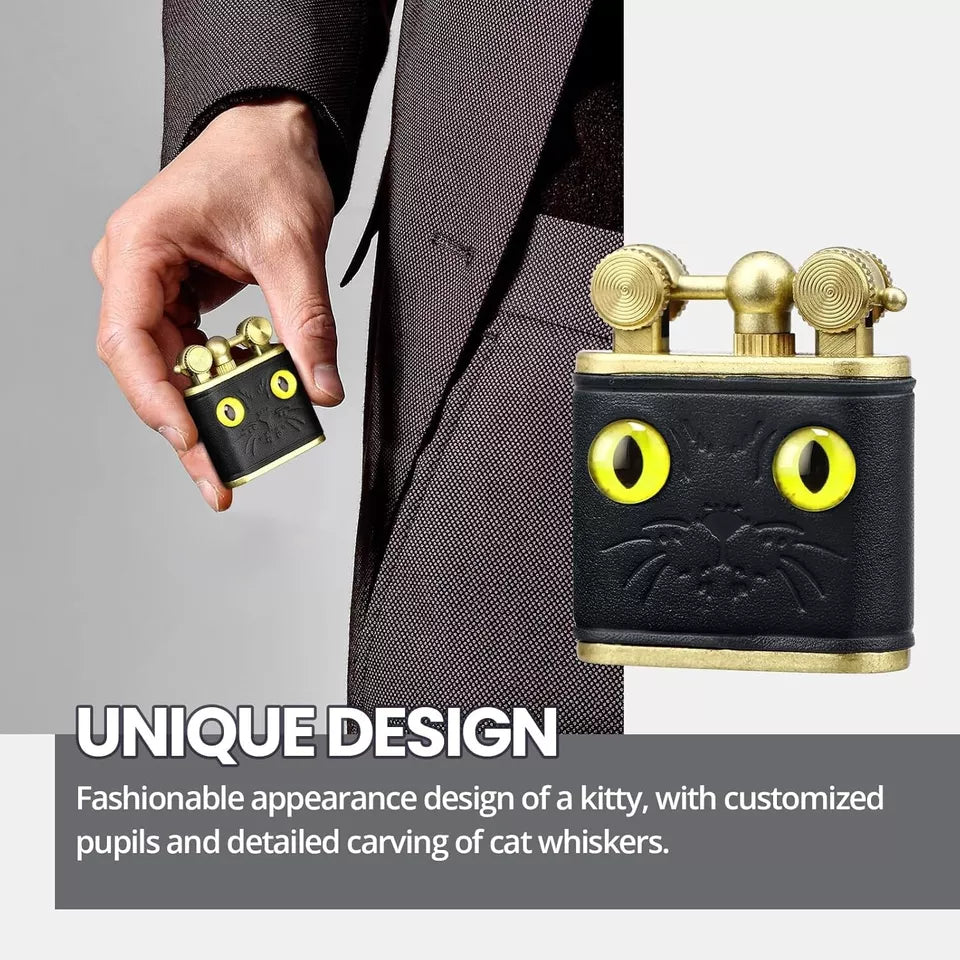 Lighters Fluid Refillable, Cute Cat Pipe Lighter with Removable Brass Lighter