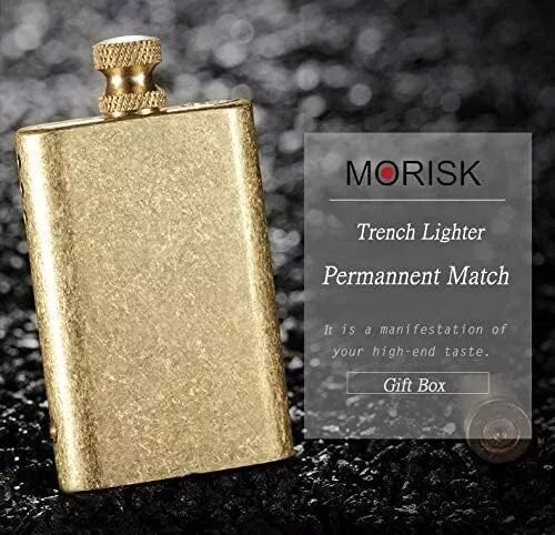 Morisk Lighter Permanent Match, Cool Pipe Lighter Fluid Refillable, Copper Vintage