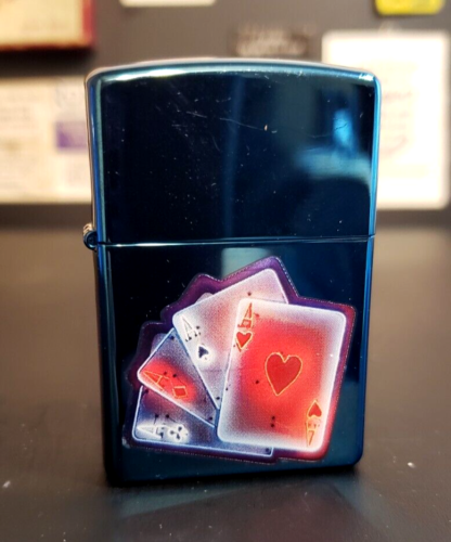 2005 Zippo Lighter - 4 Aces Street Chrome - unstruck and sealed