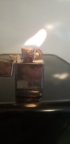Vintage Zippo Lighter - Polished Chrome with pinstripes, engraved "82" and "JHI", working