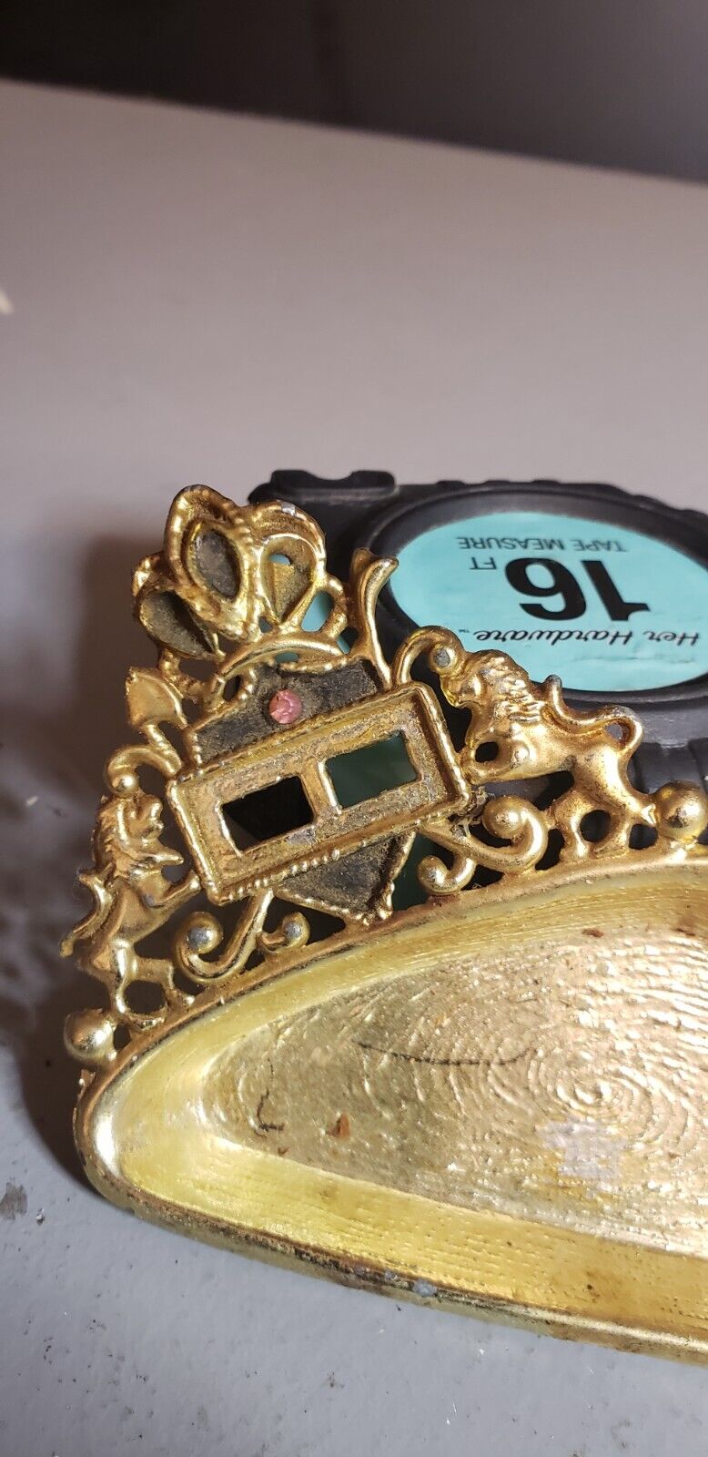 Vintage Jeweled Portable Ashtray Gold tone