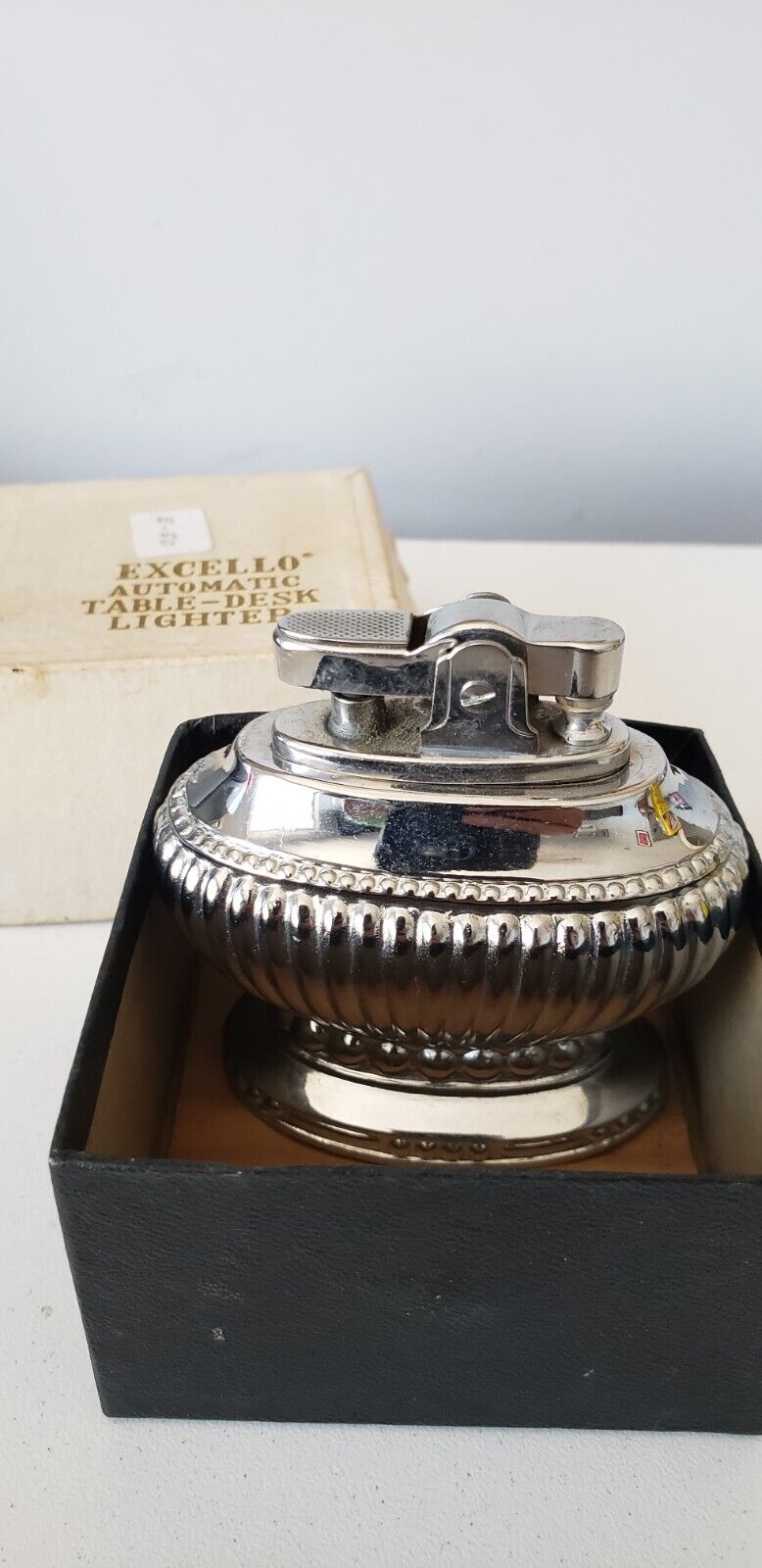 Excello Table Lighter (same as Ronson Regal), Silver Chrome, Circa 1950