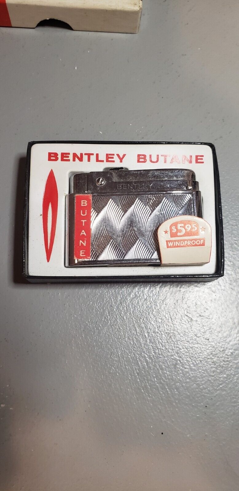 Bentley Butane Lighter original box never been struck collectible wavy needs tlc