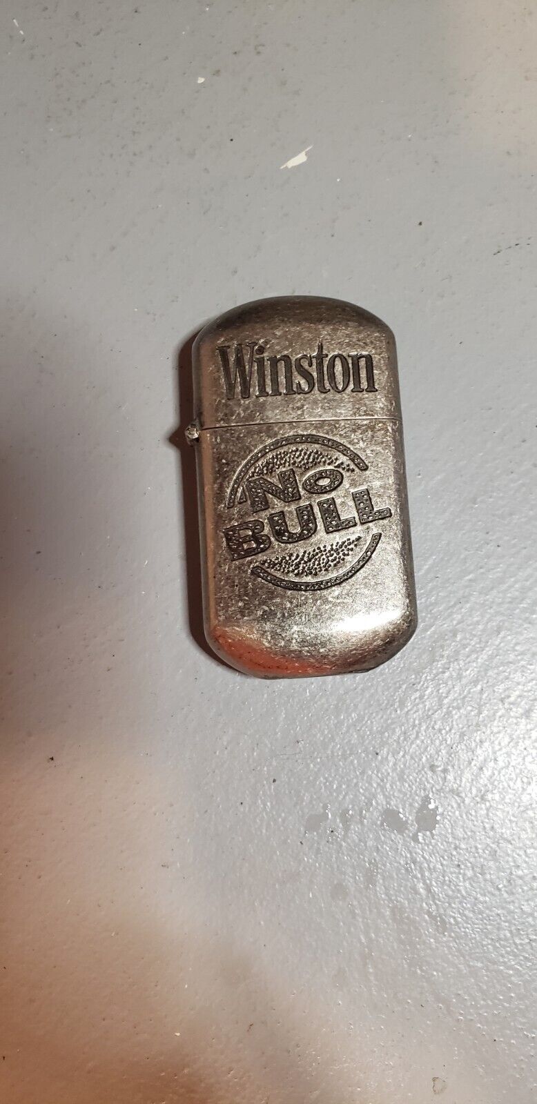 Vintage Metal Winston Cigarettes No BULL Flip Lighter Used