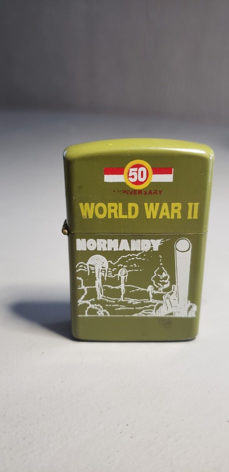 Vintage Z-16 50th Anniversary World War ll normandy Dark Green Flip Top