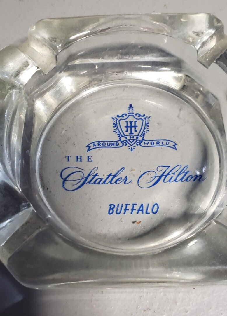 Ashtray Statler Hilton Buffalo New York Vintage Heavy Clear Glass