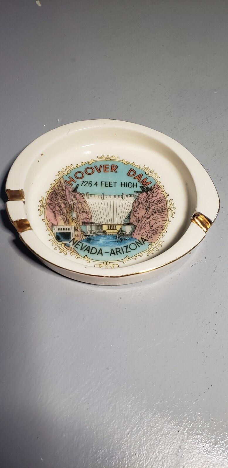 Vintage Hoover Dam Nevada Ceramic Ash Tray