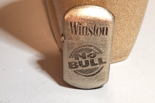 Vintage Metal Winston Cigarettes No BULL Flip Lighter Used